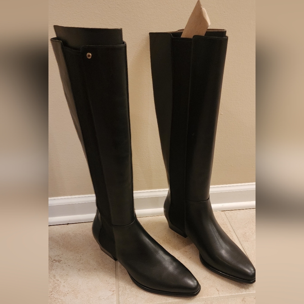 Cole Haan below the knee Hallee stretch boots - black leather 9.5 B Brand New